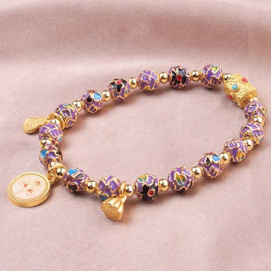 Cloisonné Blossom Series Tibetan Blessing Bracelet — Wellness, Peace, Fortune, Wealth - EastBless