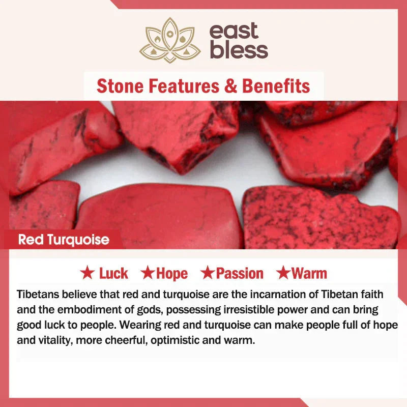 East Bless Tibetan Mala Red Turquoise Lucky Necklace Bracelet - EastBless