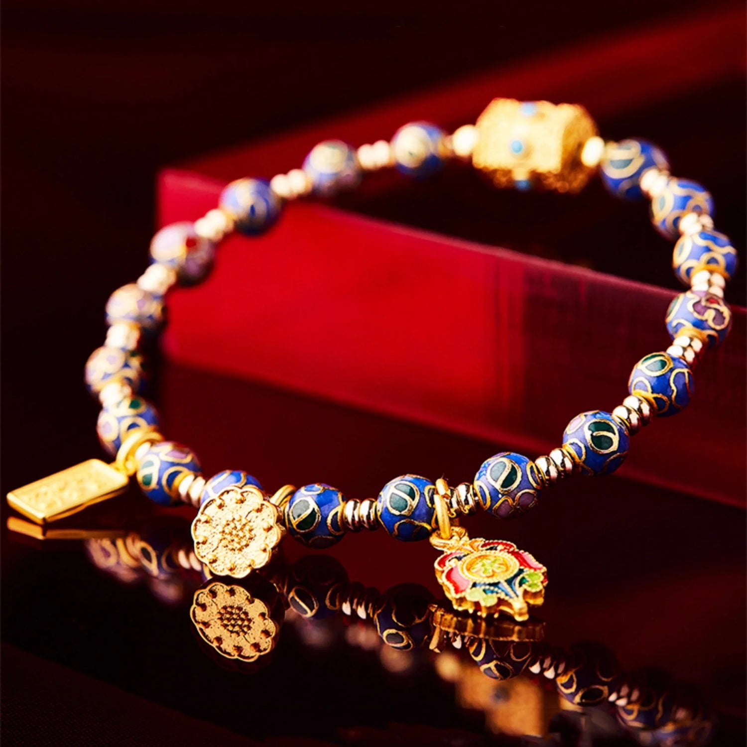 Tibetan Cloisonné Prayer Wheel Blessing Bracelet — Love, Wealth, Career, Health etc - EastBless