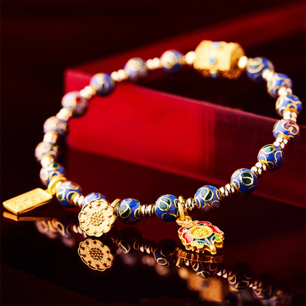 Tibetan Cloisonné Prayer Wheel Blessing Bracelet — Love, Wealth, Career, Health etc - EastBless