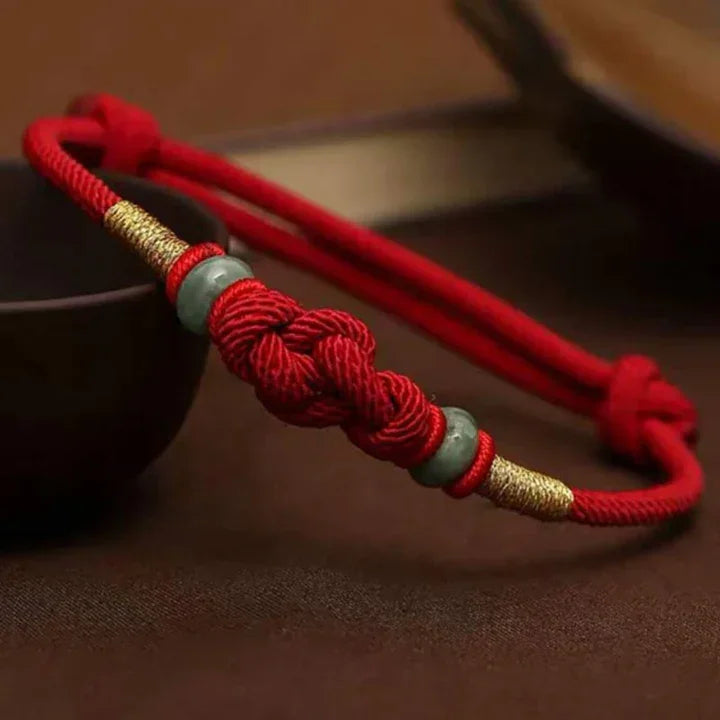 Red String Jade Luck Fortune Knot Braided Couple Bracelet-buddha blessed - EastBless