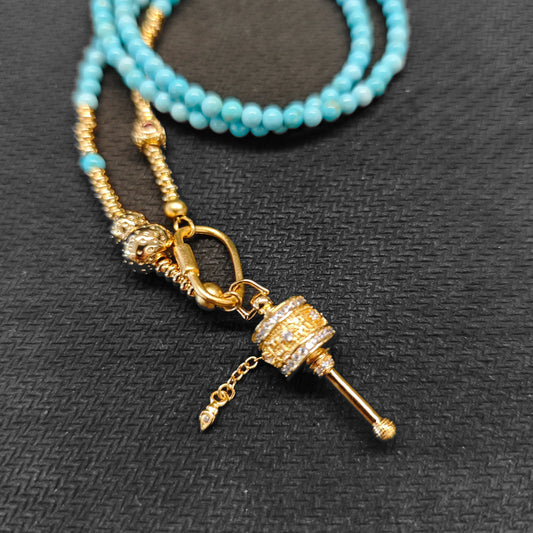 Tibetan Buddhist Charm Prayer Wheel Blessing Necklace — Guarding Happiness and Peace - EastBless