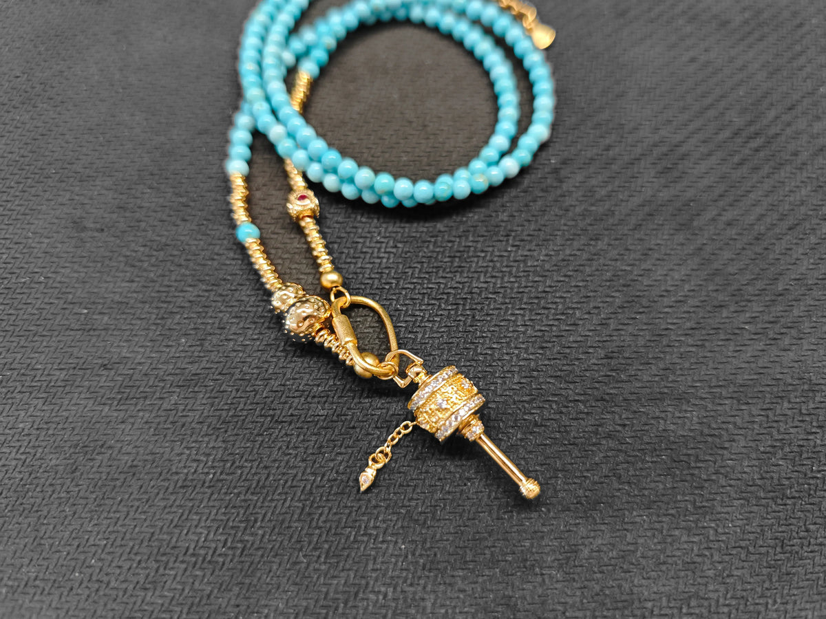 Tibetan Buddhist Charm Prayer Wheel Blessing Necklace — Guarding Happiness and Peace - EastBless