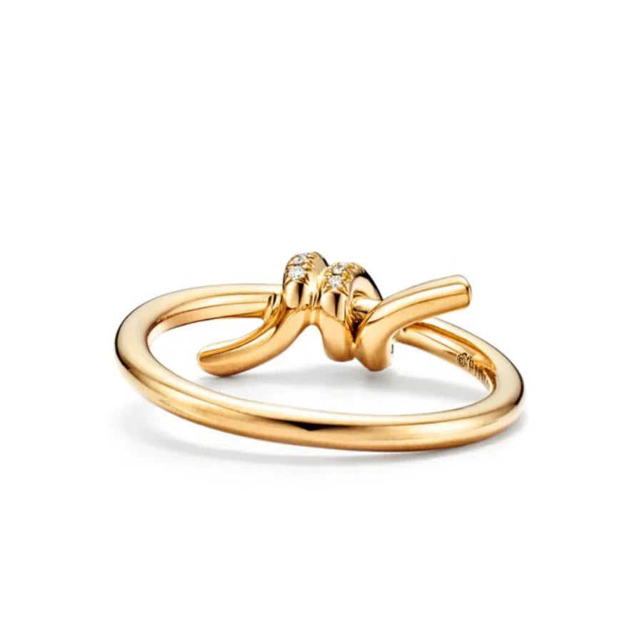 Tri-Color Gold-Plated Artificial Diamond Knot Ring – An Elegant Symbol of Love and Unbreakable Bonds - EastBless