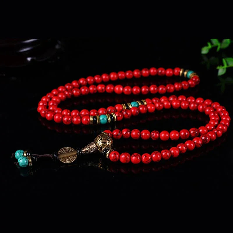 East Bless Tibetan Mala Red Turquoise Lucky Necklace Bracelet - EastBless