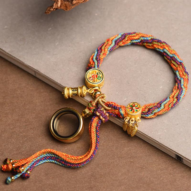 East Bless Tibetan Om Mani Padme Hum Dreamcatcher Luck Colorful Reincarnation Knot String Bracelet - EastBless