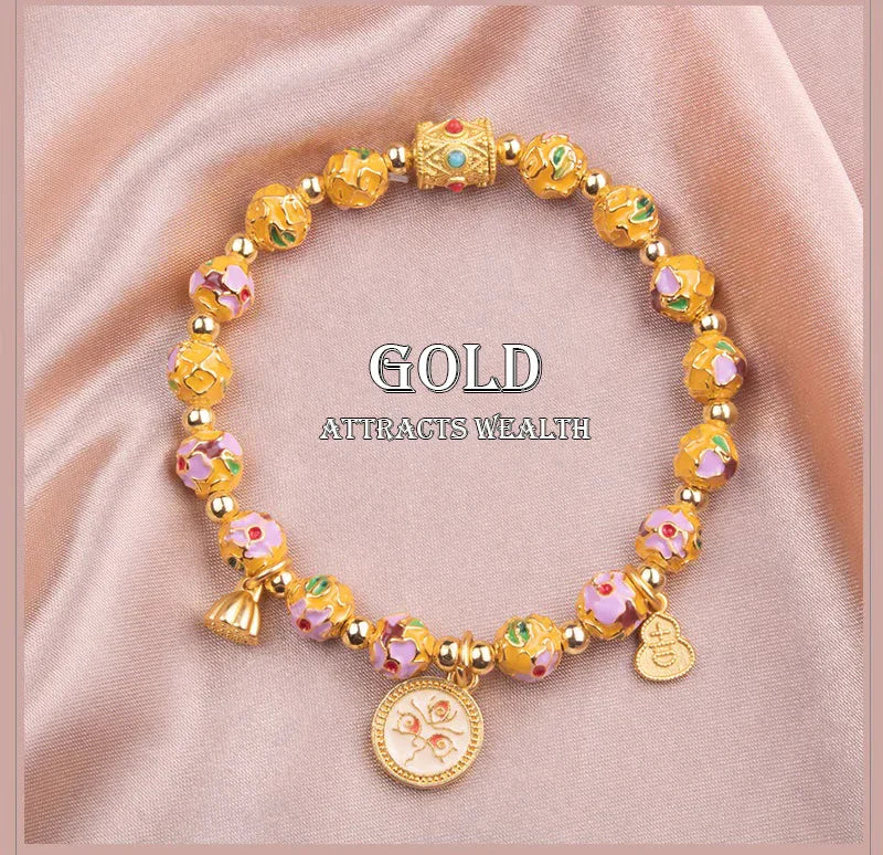 Cloisonné Blossom Series Tibetan Blessing Bracelet — Wellness, Peace, Fortune, Wealth - EastBless
