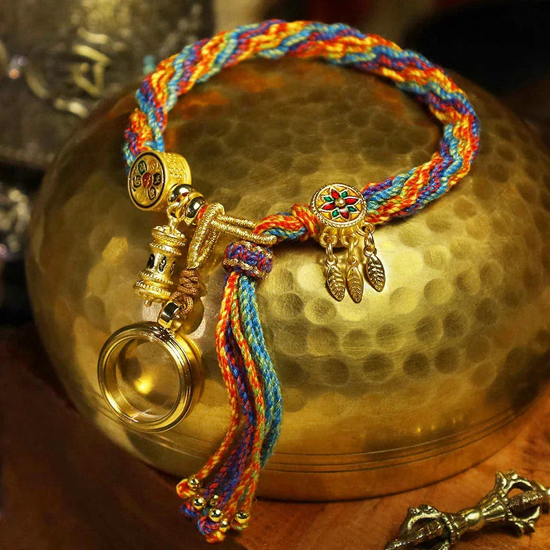 East Bless Tibetan Om Mani Padme Hum Dreamcatcher Luck Colorful Reincarnation Knot String Bracelet - EastBless