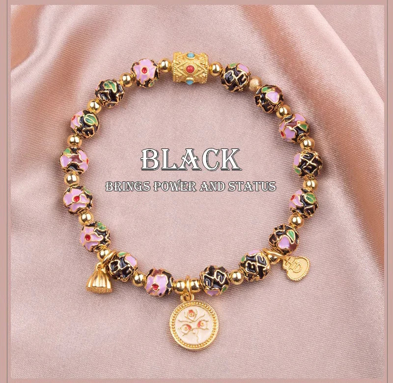 Cloisonné Blossom Series Tibetan Blessing Bracelet — Wellness, Peace, Fortune, Wealth - EastBless