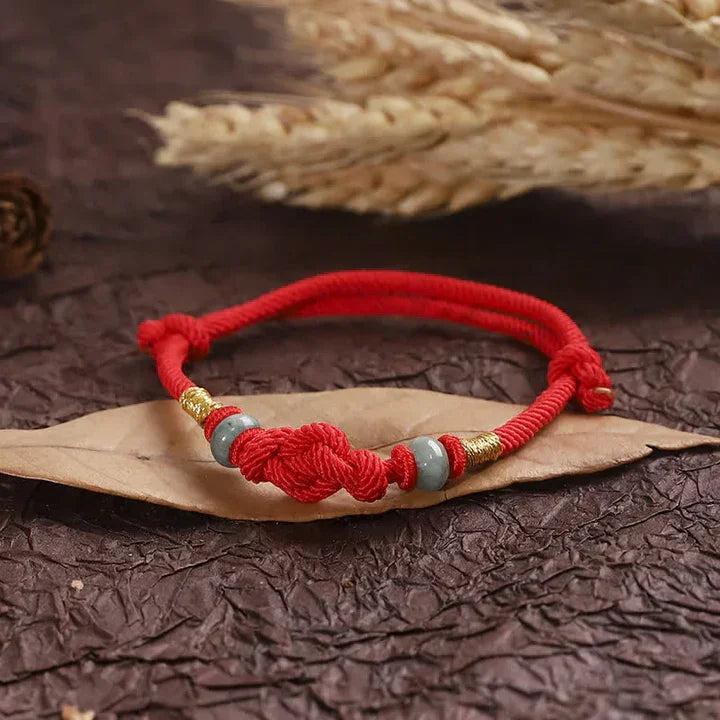 Red String Jade Luck Fortune Knot Braided Couple Bracelet-buddha blessed - EastBless