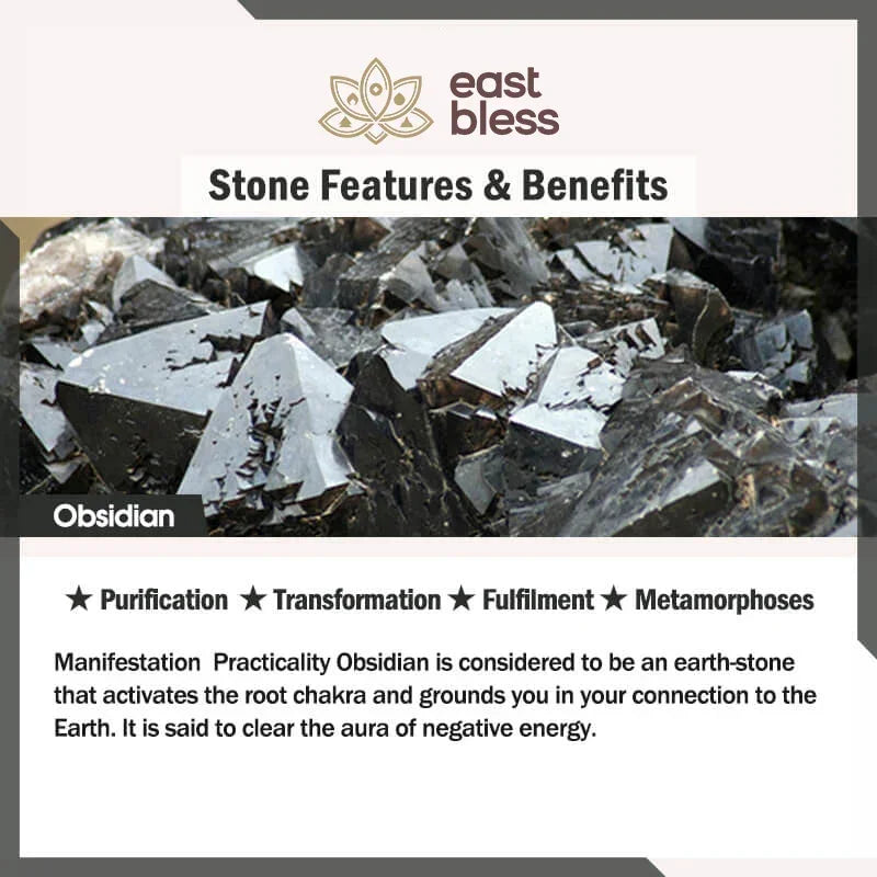 East Bless Black Obsidian Tiger Eye Blessing Mala Bracelet - EastBless