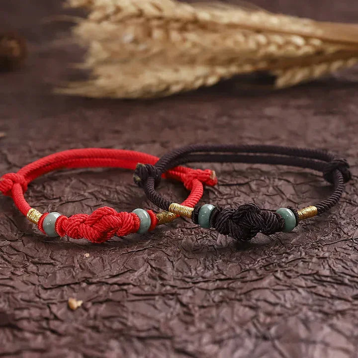 Red String Jade Luck Fortune Knot Braided Couple Bracelet-buddha blessed - EastBless