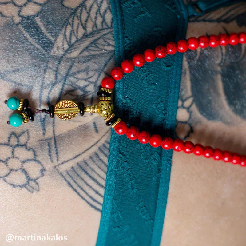 East Bless Tibetan Mala Red Turquoise Lucky Necklace Bracelet - EastBless