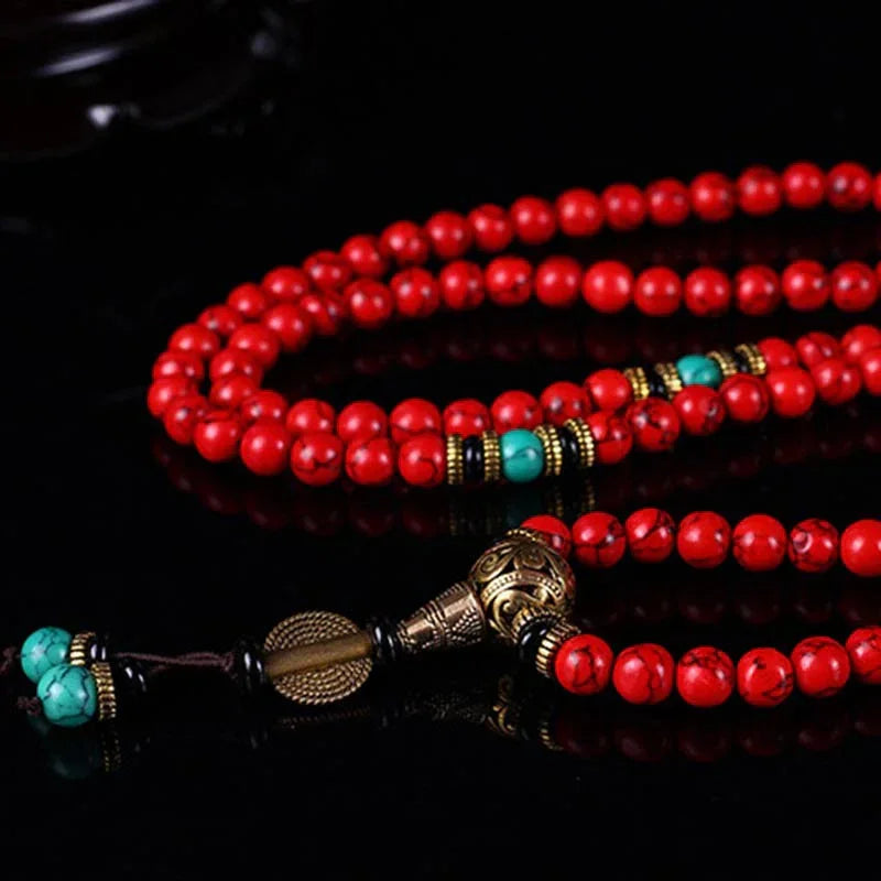 East Bless Tibetan Mala Red Turquoise Lucky Necklace Bracelet - EastBless
