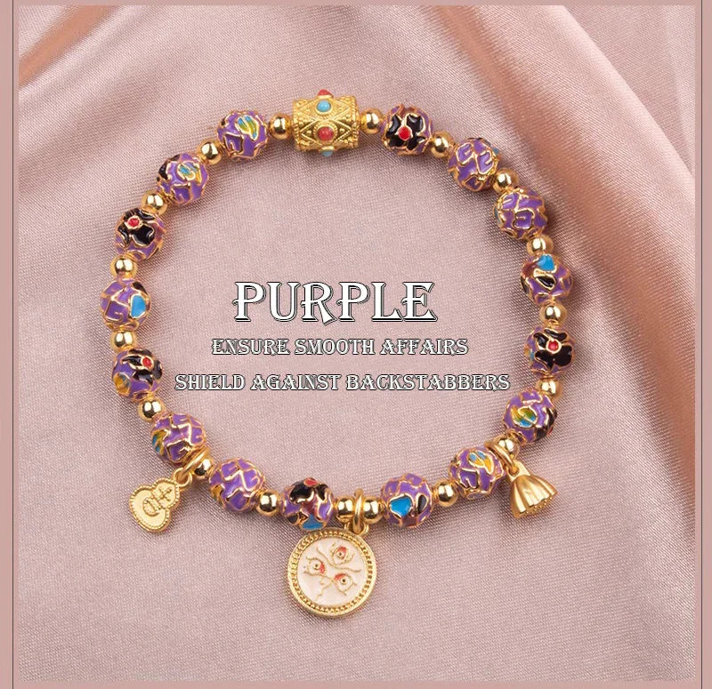 Cloisonné Blossom Series Tibetan Blessing Bracelet — Wellness, Peace, Fortune, Wealth - EastBless