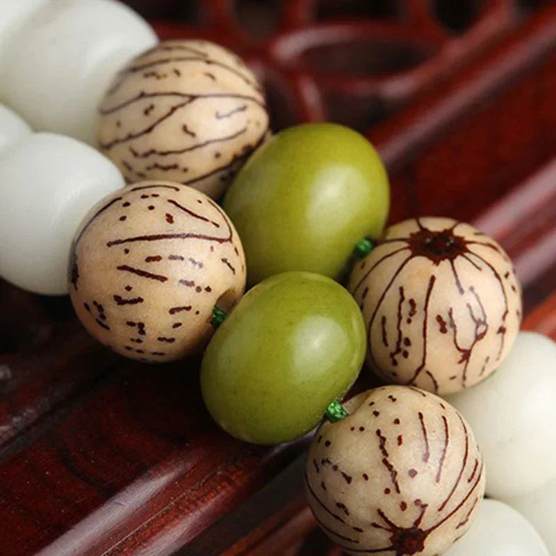 East Bless White Jade Bodhi Lotus Mala Harmony Necklace Bracelet – 108-Bead Buddhist Prayer Beads - EastBless