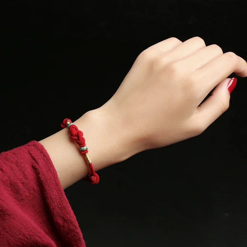 Red String Jade Luck Fortune Knot Braided Couple Bracelet-buddha blessed - EastBless