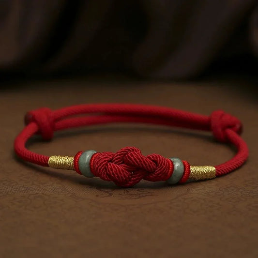 Red String Jade Luck Fortune Knot Braided Couple Bracelet-buddha blessed - EastBless