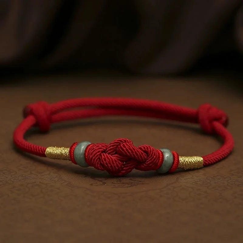 Red String Jade Luck Fortune Knot Braided Couple Bracelet-buddha blessed - EastBless