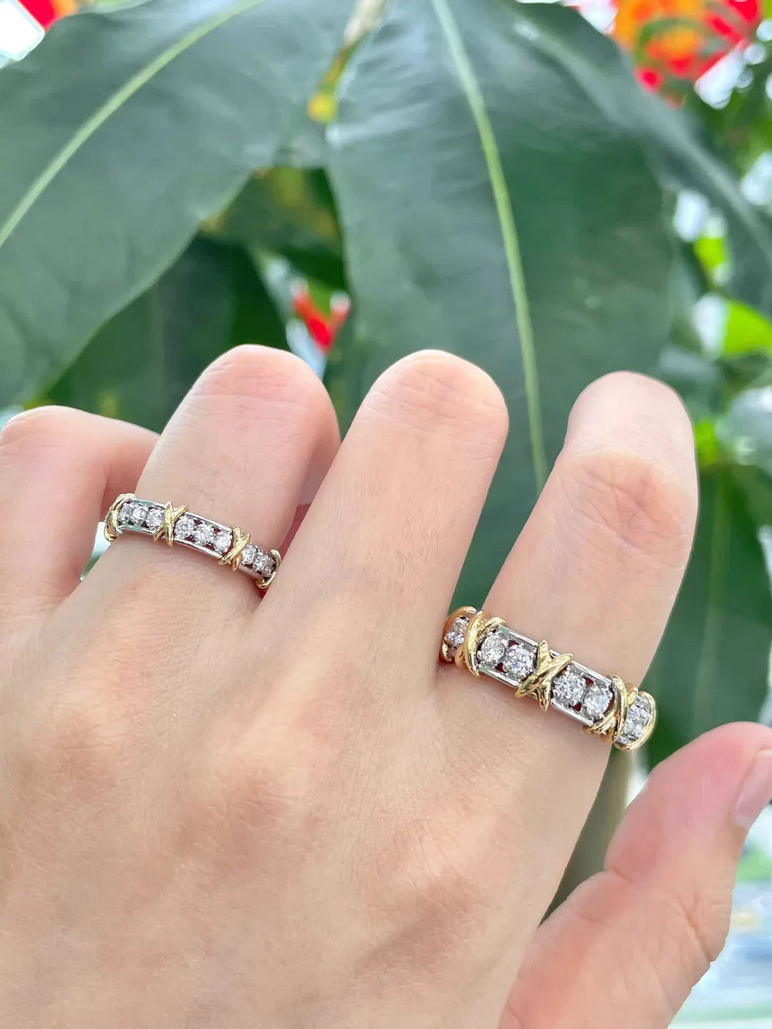 Sixteen Stone Ring Pure Silver Gold-Plated Artificial Diamond Rings - EastBless