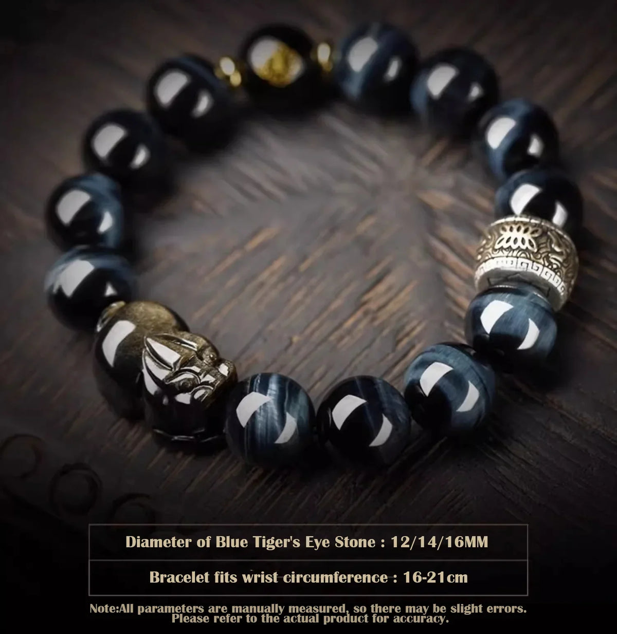 Feng Shui Blue Tiger's Eye Pixiu & Buddha Blessing Bracelet - EastBless