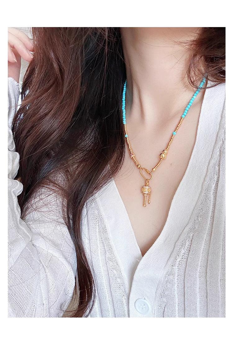 Tibetan Buddhist Charm Prayer Wheel Blessing Necklace — Guarding Happiness and Peace - EastBless