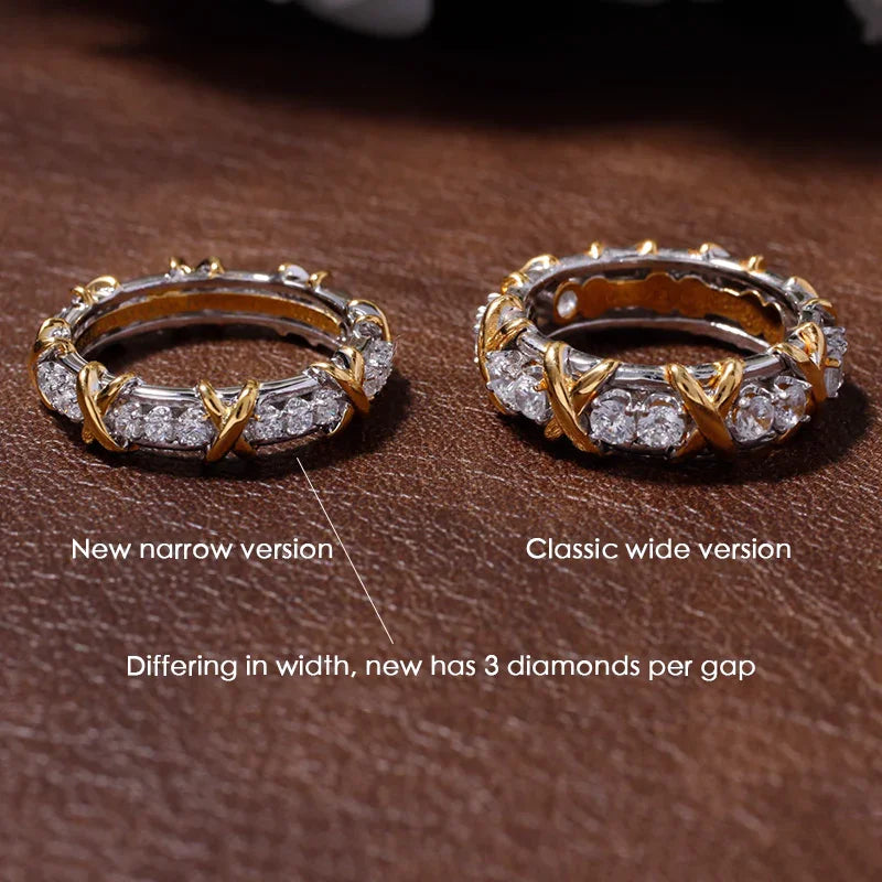 Sixteen Stone Ring Pure Silver Gold-Plated Artificial Diamond Rings - EastBless