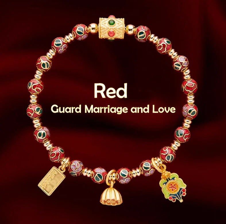 Tibetan Cloisonné Prayer Wheel Blessing Bracelet — Love, Wealth, Career, Health etc - EastBless