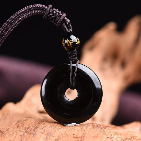 East Bless Tibetan Obsidian Protection Necklace
