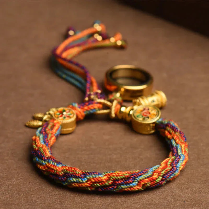 East Bless Tibetan Om Mani Padme Hum Dreamcatcher Luck Colorful Reincarnation Knot String Bracelet - EastBless
