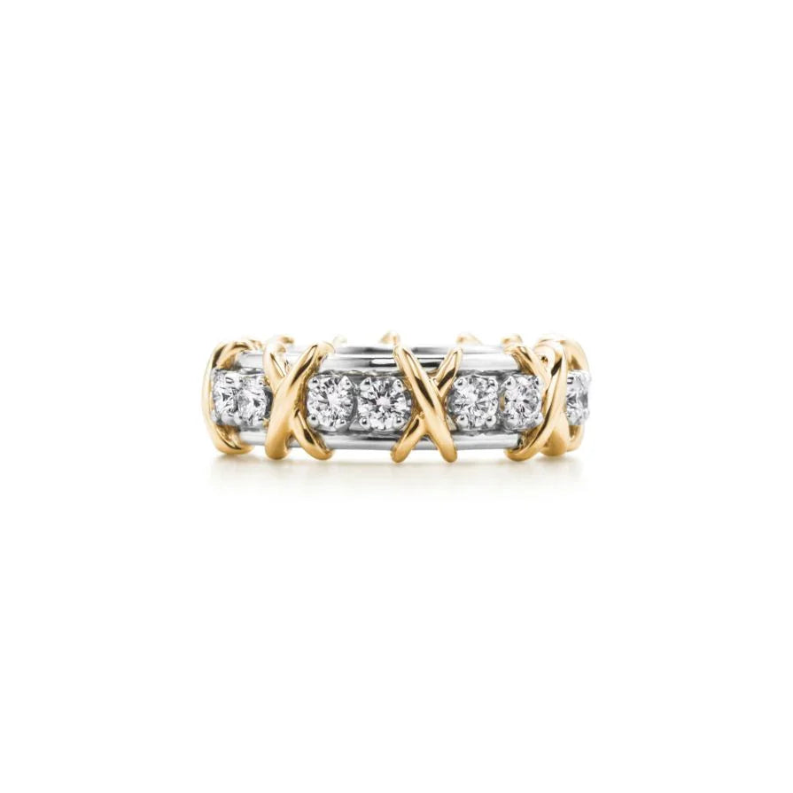 Sixteen Stone Ring Pure Silver Gold-Plated Artificial Diamond Rings - EastBless
