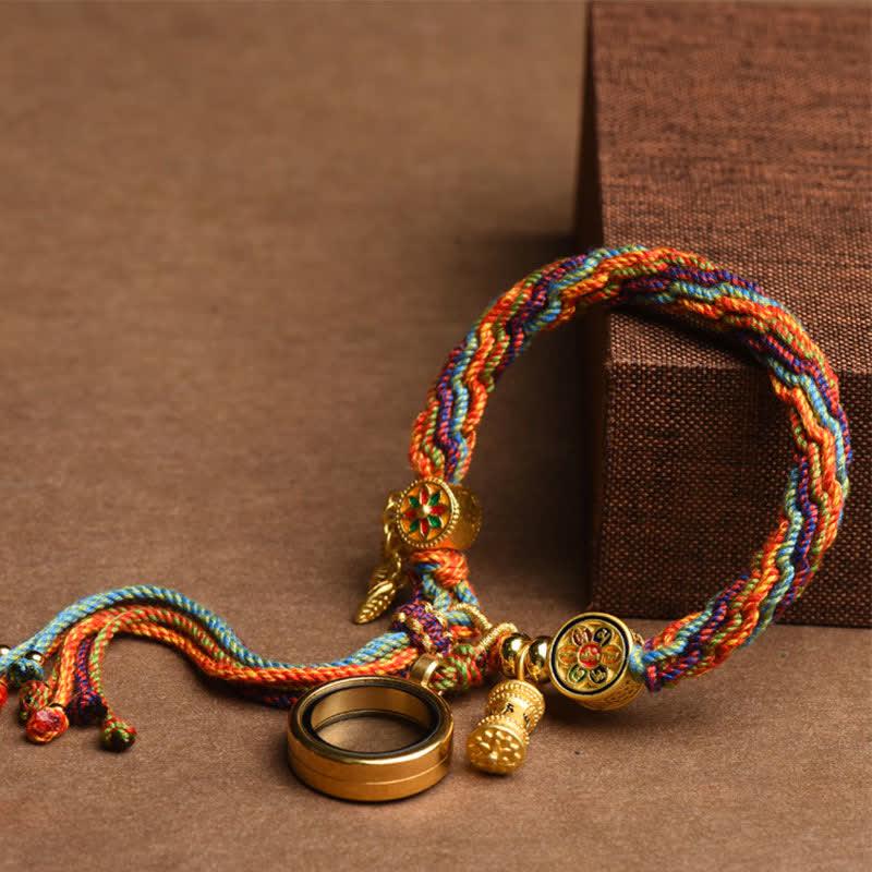 East Bless Tibetan Om Mani Padme Hum Dreamcatcher Luck Colorful Reincarnation Knot String Bracelet - EastBless