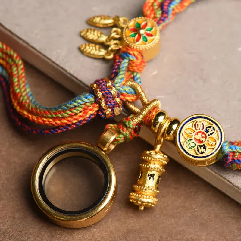 East Bless Tibetan Om Mani Padme Hum Dreamcatcher Luck Colorful Reincarnation Knot String Bracelet - EastBless