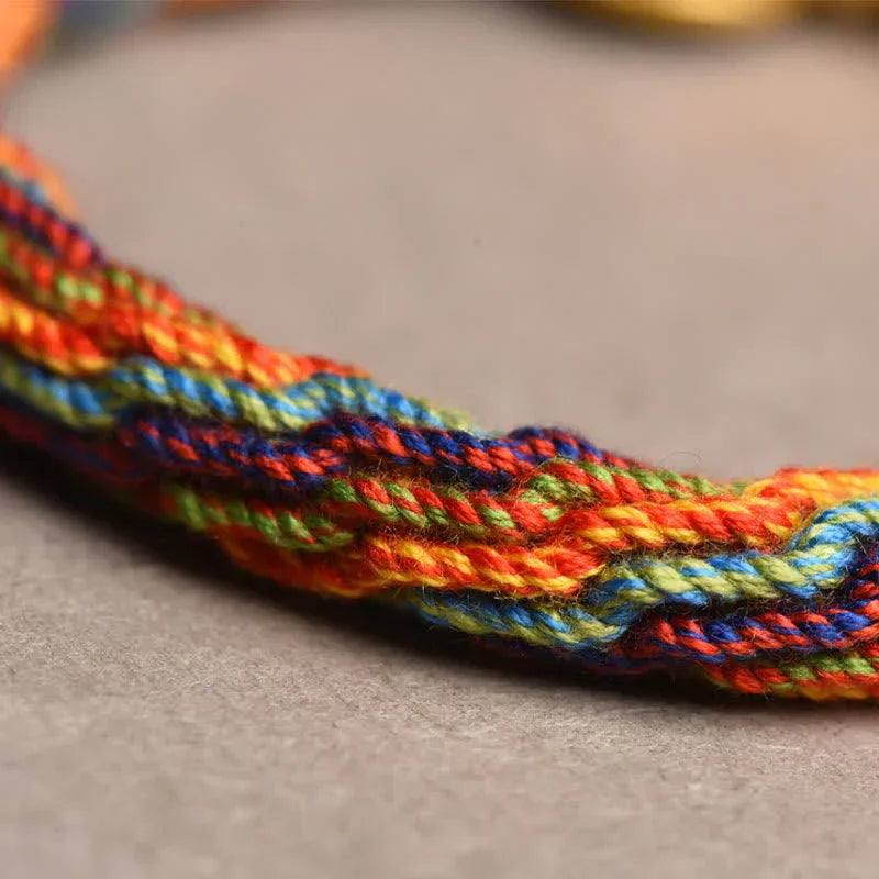 East Bless Tibetan Om Mani Padme Hum Dreamcatcher Luck Colorful Reincarnation Knot String Bracelet - EastBless