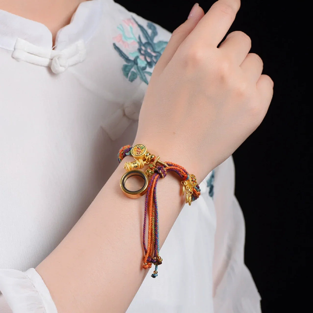 East Bless Tibetan Om Mani Padme Hum Dreamcatcher Luck Colorful Reincarnation Knot String Bracelet - EastBless