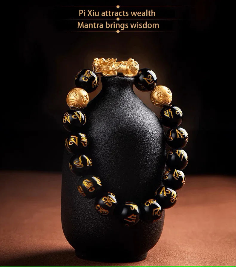 Feng Shui Bracelet - Pixiu Black Obsidian Bracelet for Wealth - Wealth • Protection • Success - EastBless