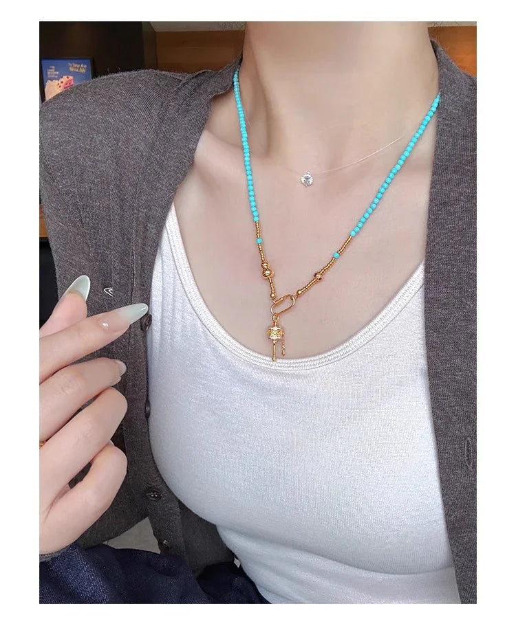 Tibetan Buddhist Charm Prayer Wheel Blessing Necklace — Guarding Happiness and Peace - EastBless