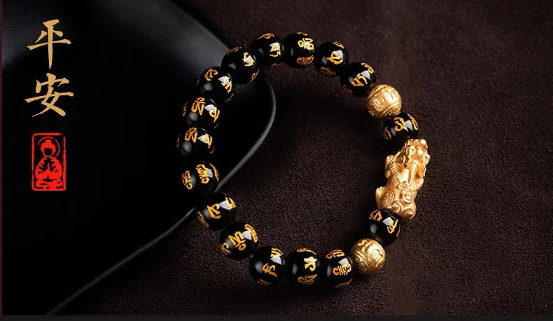 Feng Shui Bracelet - Pixiu Black Obsidian Bracelet for Wealth - Wealth • Protection • Success - EastBless